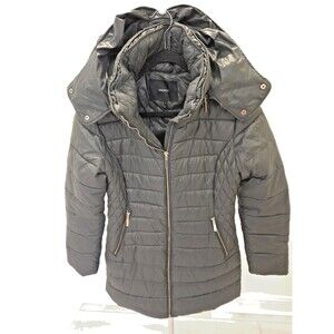 Mango Down Y2K Hunter Green Duck Feather Fill Jacket Removable Hood L Womens